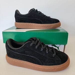 PUMA Basket Classic Winterized Kid’s Shoes in Puma Black, Sz. US 9C